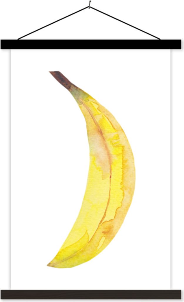 MuchoWow Textilposter Banane - Obst - Aquarell 120x180 cm mit schwarzem Rahmen - Fotos