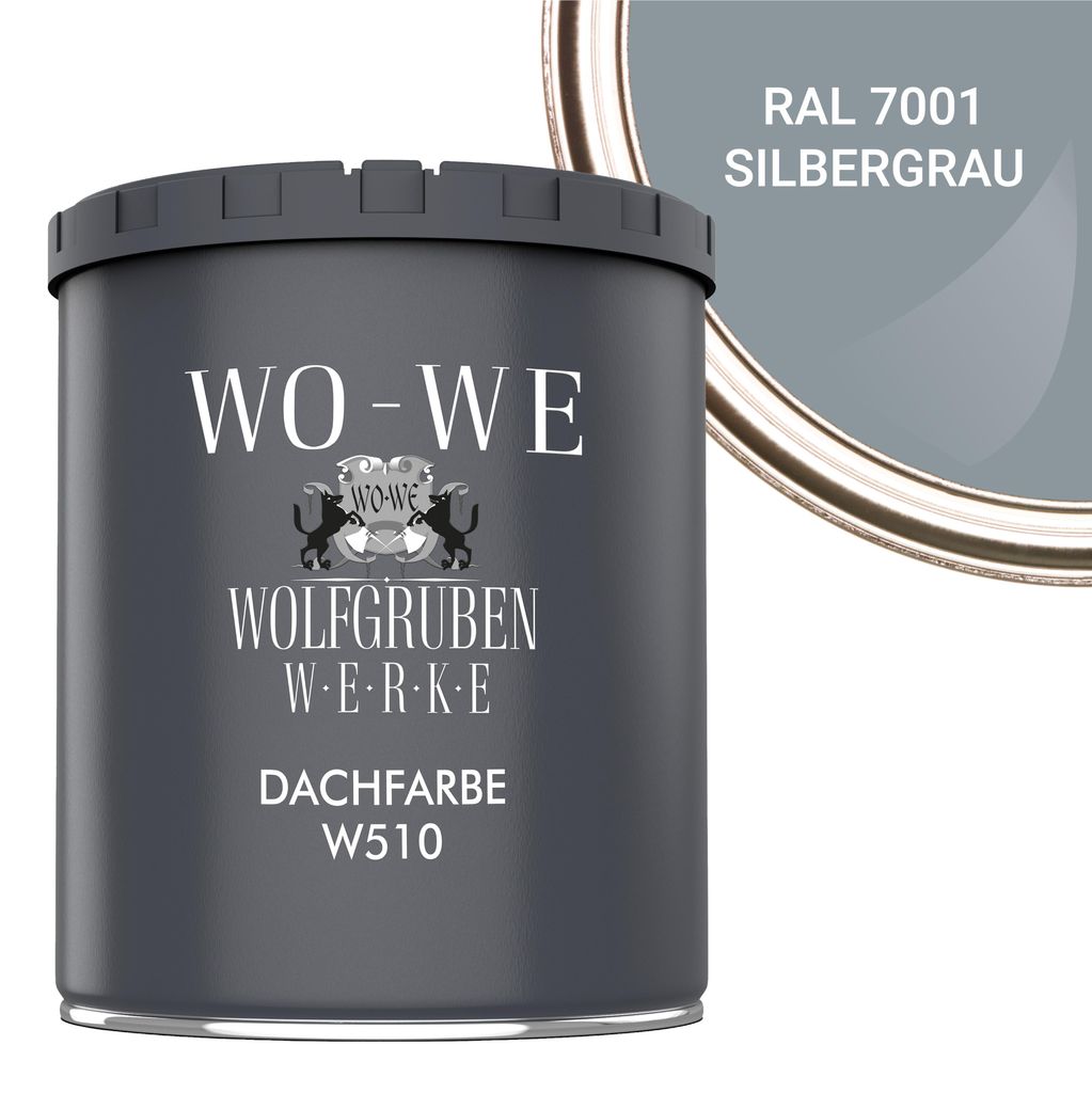 Dachfarbe Sockelfarbe Dachbeschichtung W510 Silbergrau RAL 7001 - 750ml