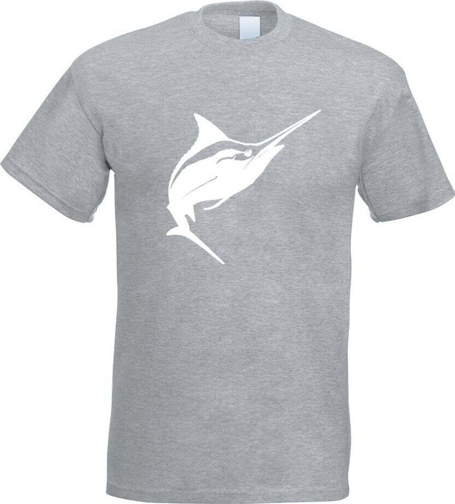 Kiwistar - T-Shirt - Graumeliert - Schwertfisch Swordfish Motiv Bedruckt Funshirt Design Print - mit Motiv Bedruckt - Funshirt Design - Sport - Fre...