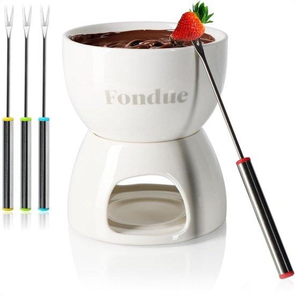 Keramik-Pfanne, Edelstahl-Brander, Kunststoff-Vorken-Set