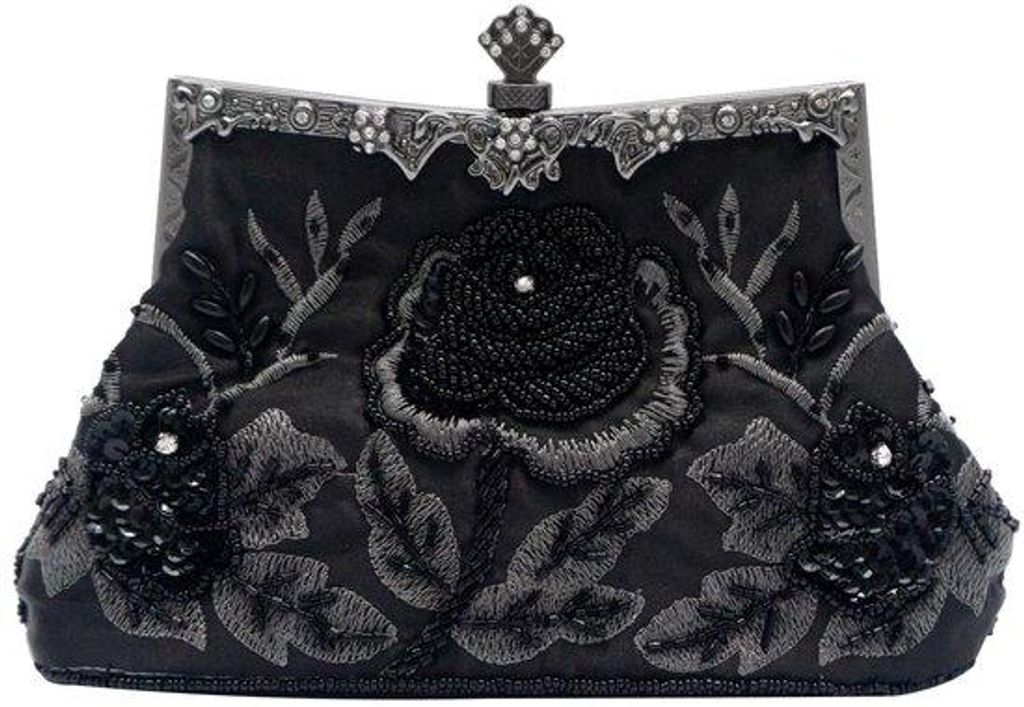 Vintage Abendtasche aus den 20er Jahren, Blumen-Clutch, handgefertigte Damen-Tasche, elegante Schultertasche, Ketten-Übertragetasche, kleine Tasch...