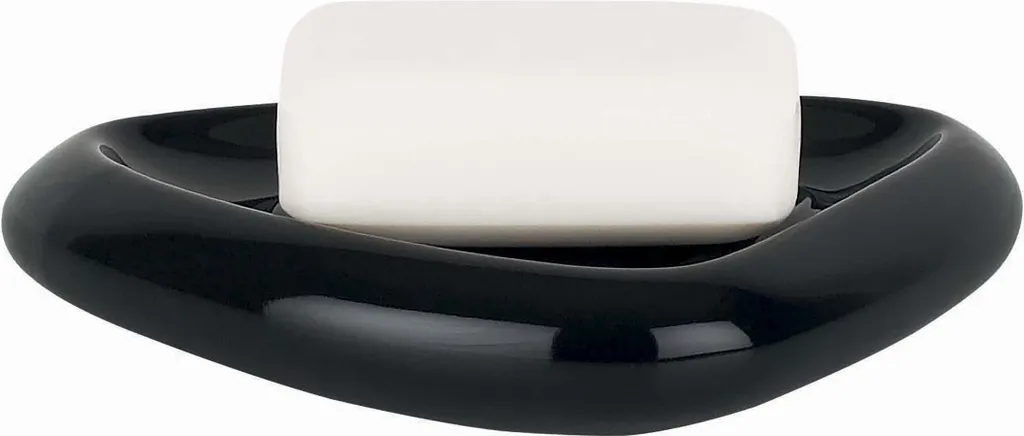 Spirella Portasapone Etna Nero Lucido 15x11x3cm - Accessorio Bagno