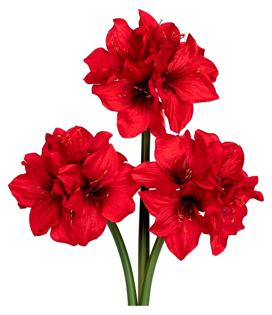 3er-Set Kunstblumen Clivia mit 4 Blütenköpfen für Weihnachten, Zuhause, Tischdekoration, Hochzeitsfeiern, Esstisch-Mittelstücke und Neujahrs-Or...