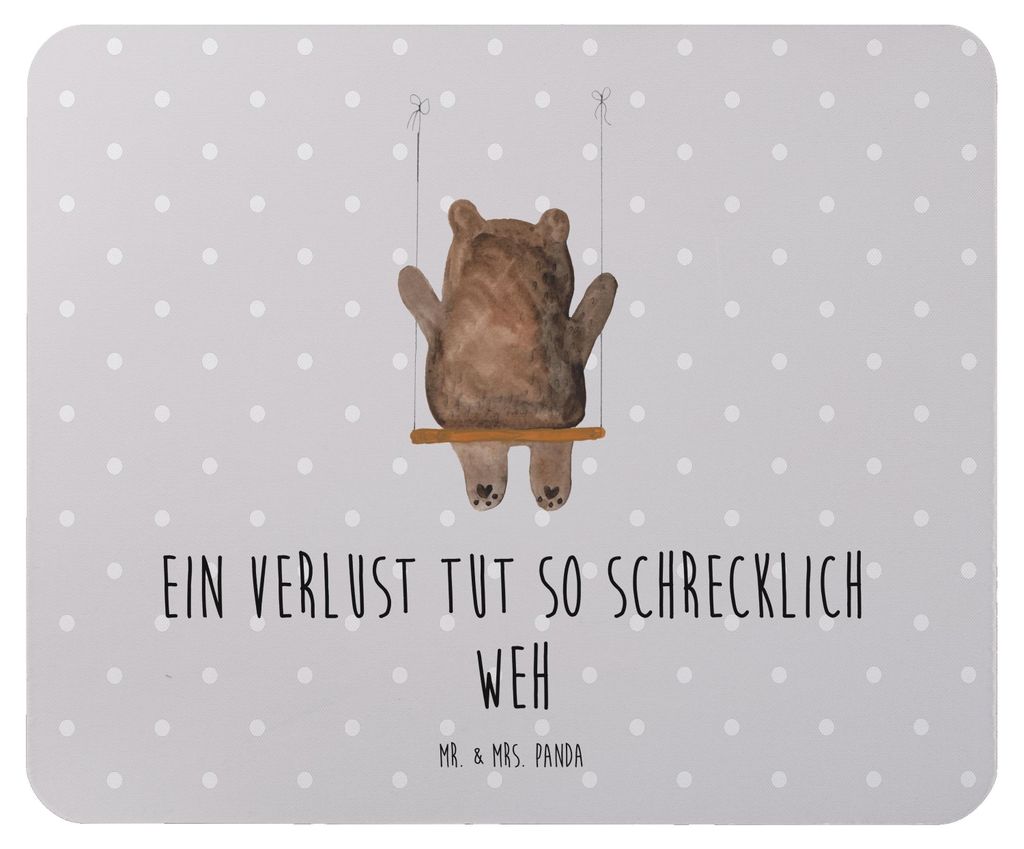 Mr. & Mrs. Panda Mauspad Bär Schaukel - Grau Pastell - Geschenk, mausteppich, pc, Mouse Pad, Teddy, Mousepad, laptop