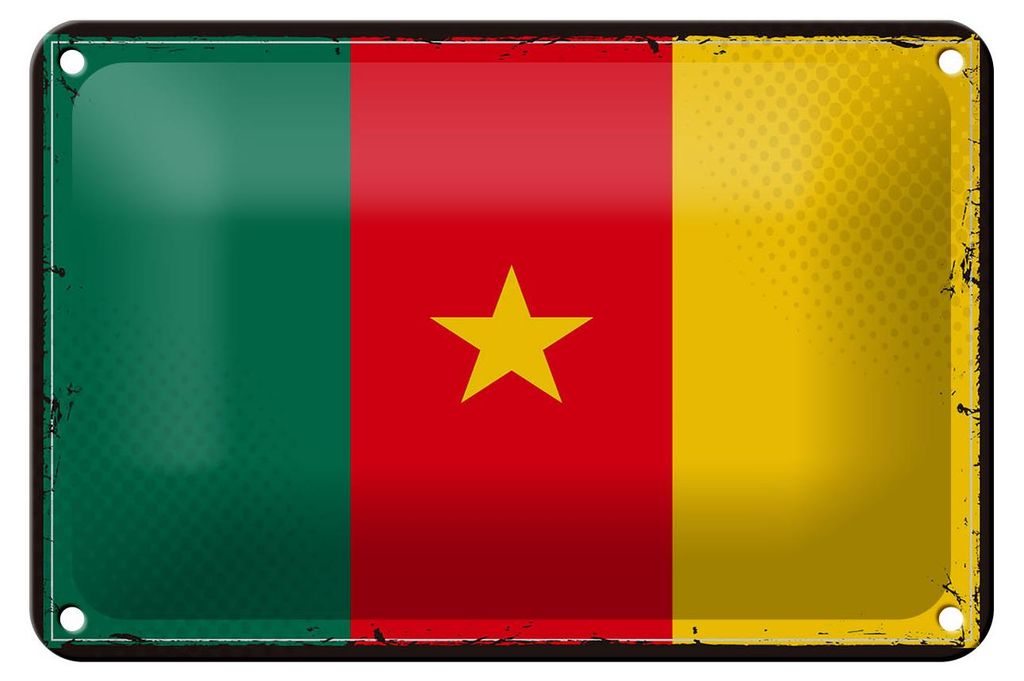 Blechschild Flagge Kamerun 18x12cm Retro Flag of Cameroon