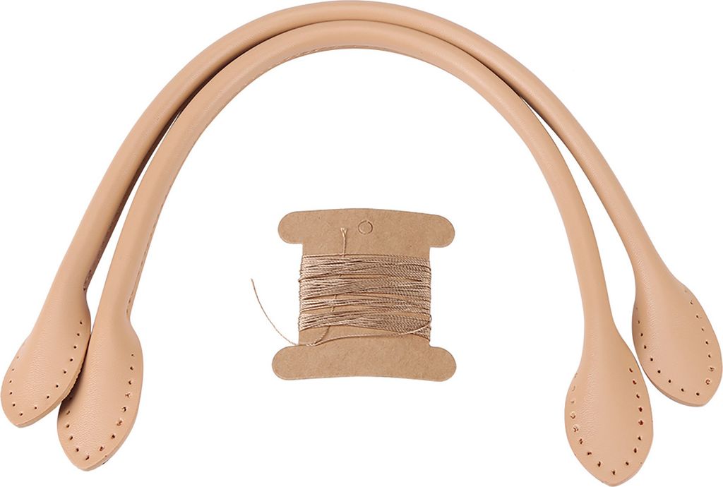 2pcs echte Leder -Beutel -Gurte Griff für DIY -Handzubehör Faden Beige