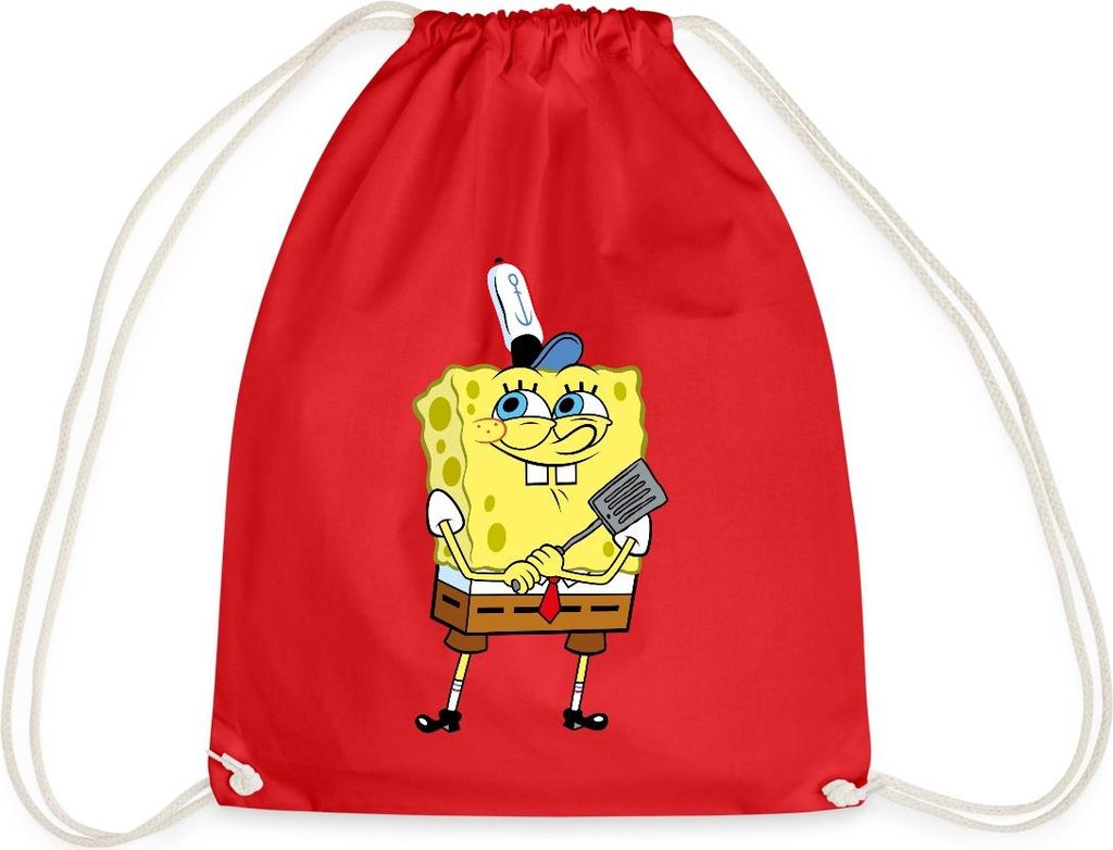 Spreadshirt SpongeBob Schwammkopf Burger Braten Turnbeutel, One size, Rot