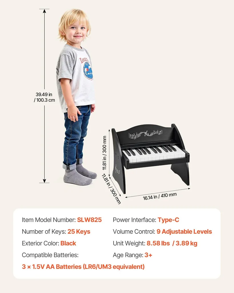 Piano numérique enfant 25 touches avec volume réglable et double charge - 7