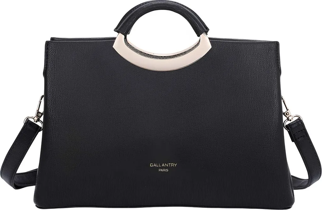 Sac à main Gallantry noir grainé avec poignée chic et bandoulière femme