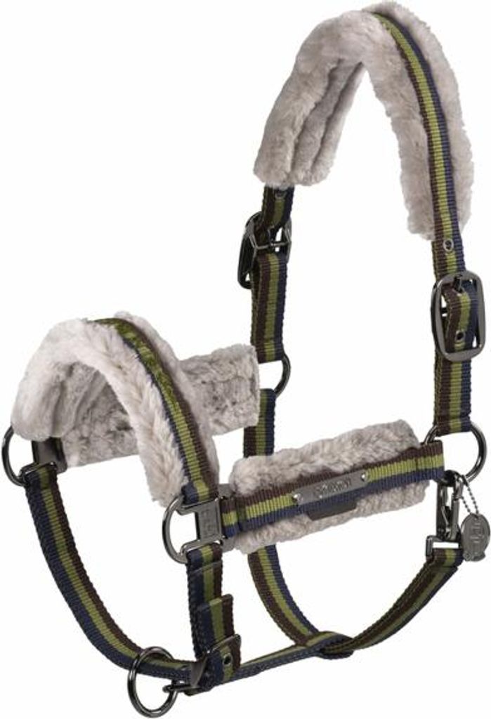 Eskadron Platinum Halfter " DOUBLE PIN GIRTH FAUX FUR" , Stallhalfter Größe - Vollblut Farbe - moss green