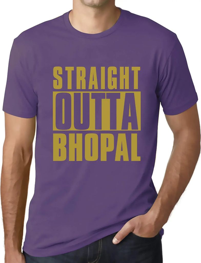 Herren Grafik T-Shirt Straight Outta Bhopal Öko-Verantwortlich Vintage Jahrgang Kurzarm Lustige Druck Geburtstag Geschenk Mann