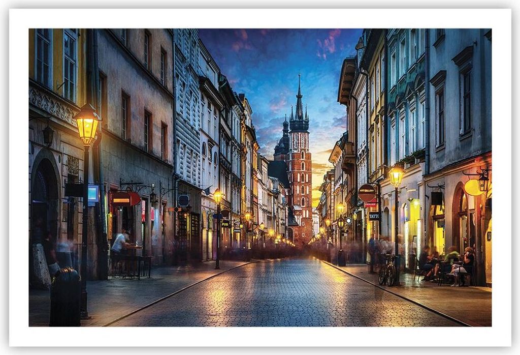Poster - Poster ohne Rahmen - Krakau Kirche Mariacki - 91,5x61 cm - Wand Bild - Wanddeko - Wandbilder - Kunstposter - Wandposter - Bilder - Kunstdr...