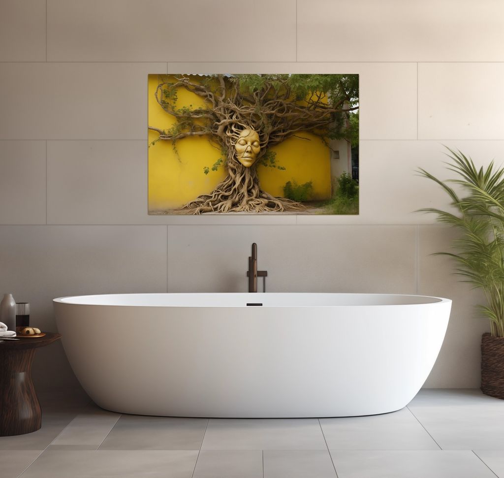 Wallario wasserfestes Poster selbstklebend 91,50 x 61 cm, Mutter Natur, Badezimmerposter Spritzschutz mit Hochglanzoberfläche in Glasoptik