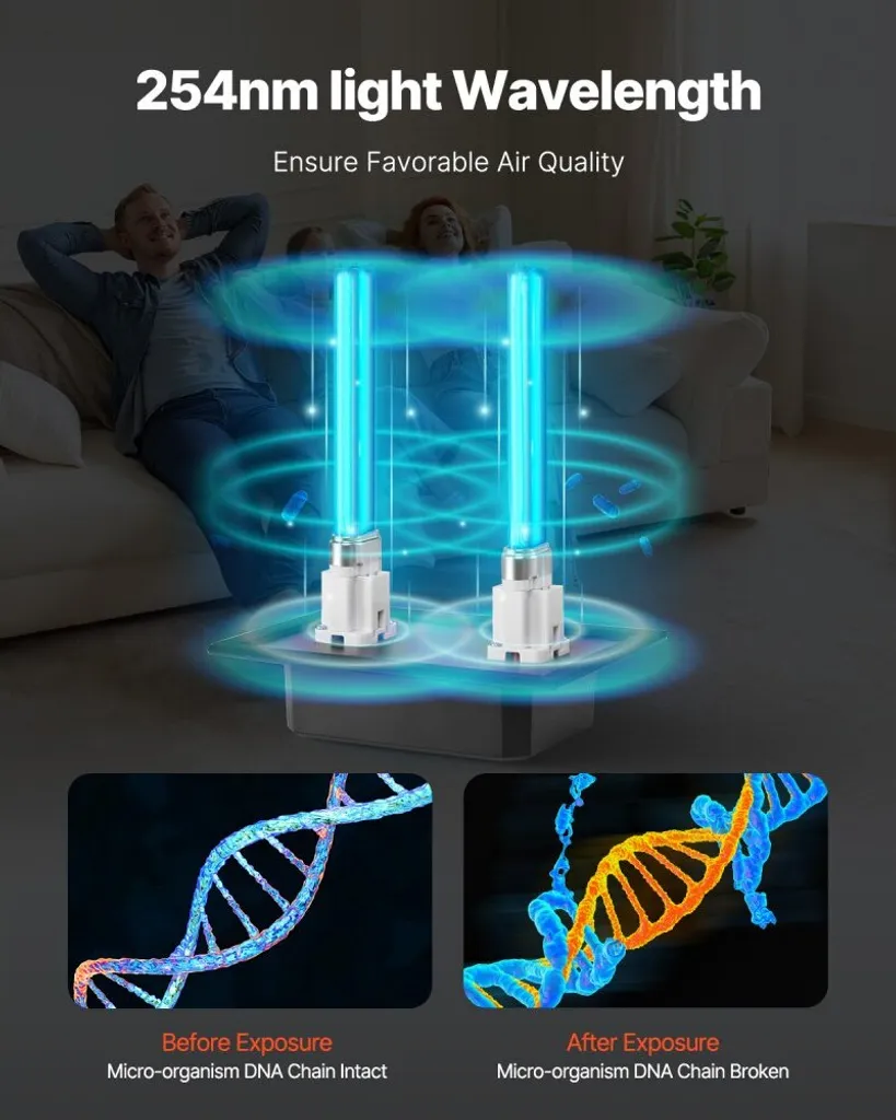 Lampe UV de purification d'air HVAC 18W compatible climatisation centrale