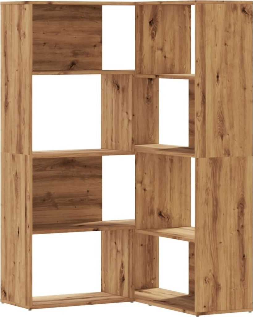 Eck-Bücherregal 4 Etagen Artisan-Eiche 85x85x140 Holzwerkstoff