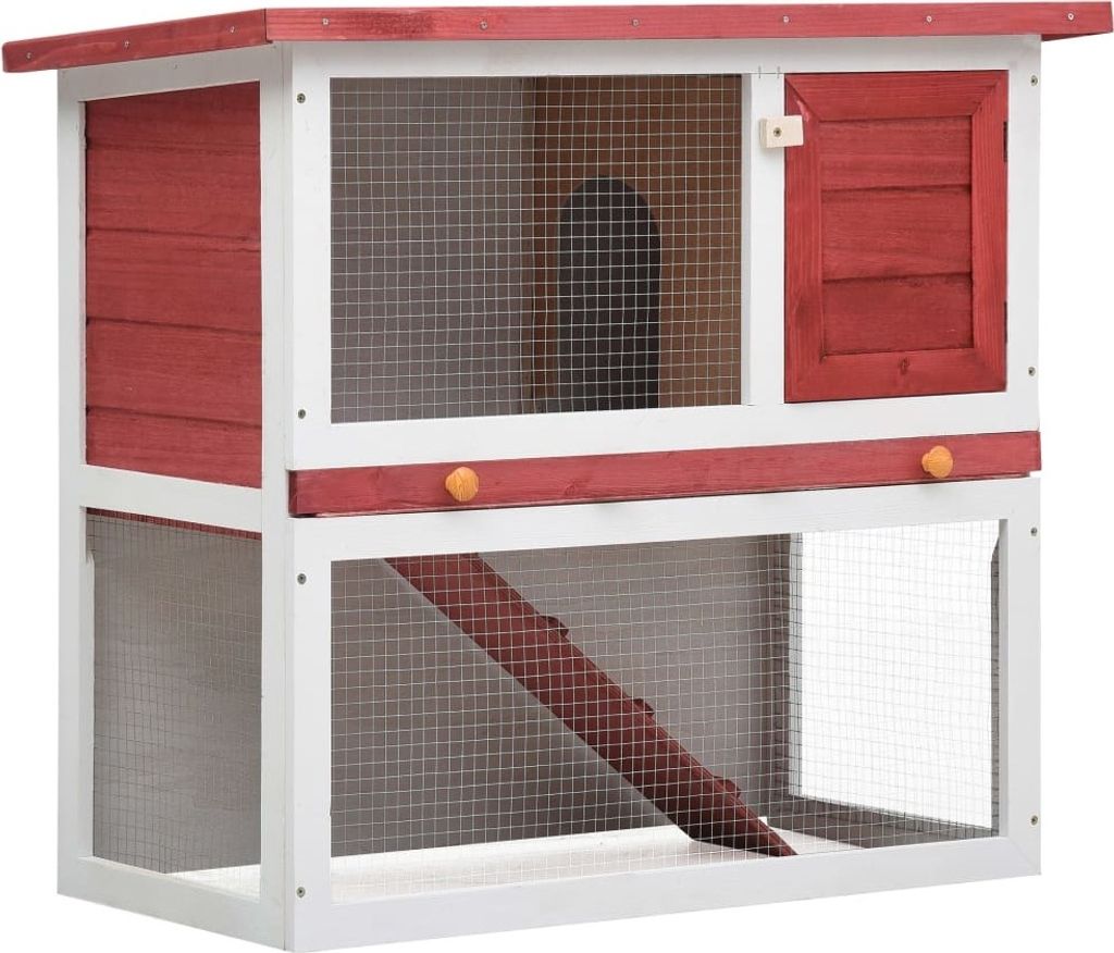 Kleintierstall dkd-home-decor 90 x 45 x 80 cm (L x B x H) aus Holz in Rot mit 1 Tür und Rampe