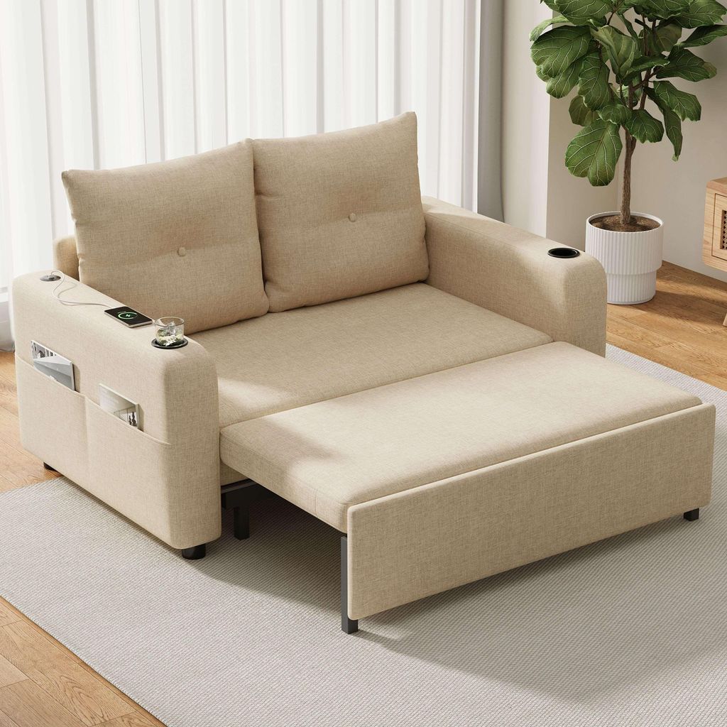 Merax 3-in-1 Schlafsofa mit ausziehbar, Schlaffunktion