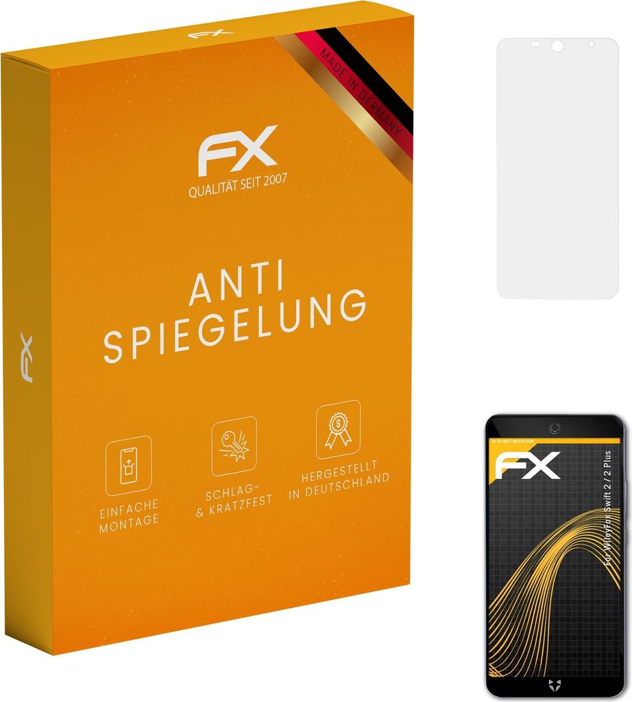 atFoliX FX-Antireflex 3x Schutzfolie kompatibel mit WileyFox Swift 2 / 2 Plus Displayfolie