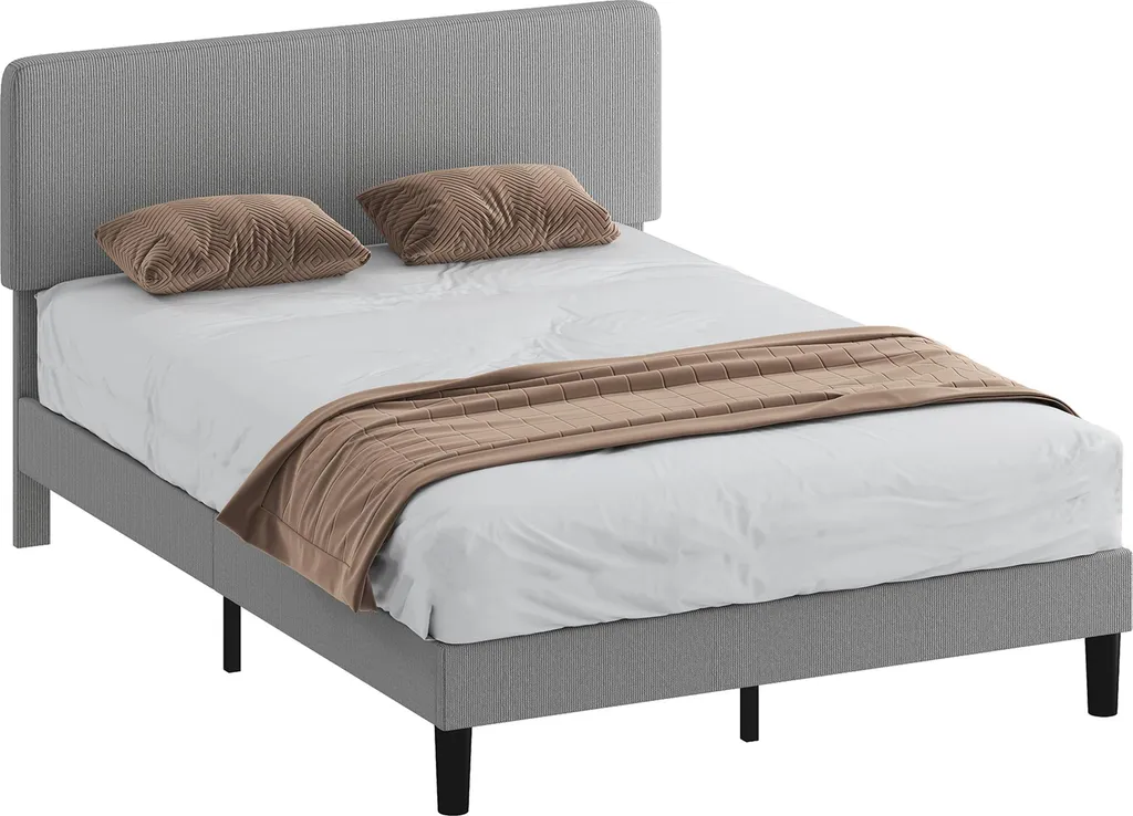 Lit double 2 personnes gris 140x190 cm pour chambre parentale chic