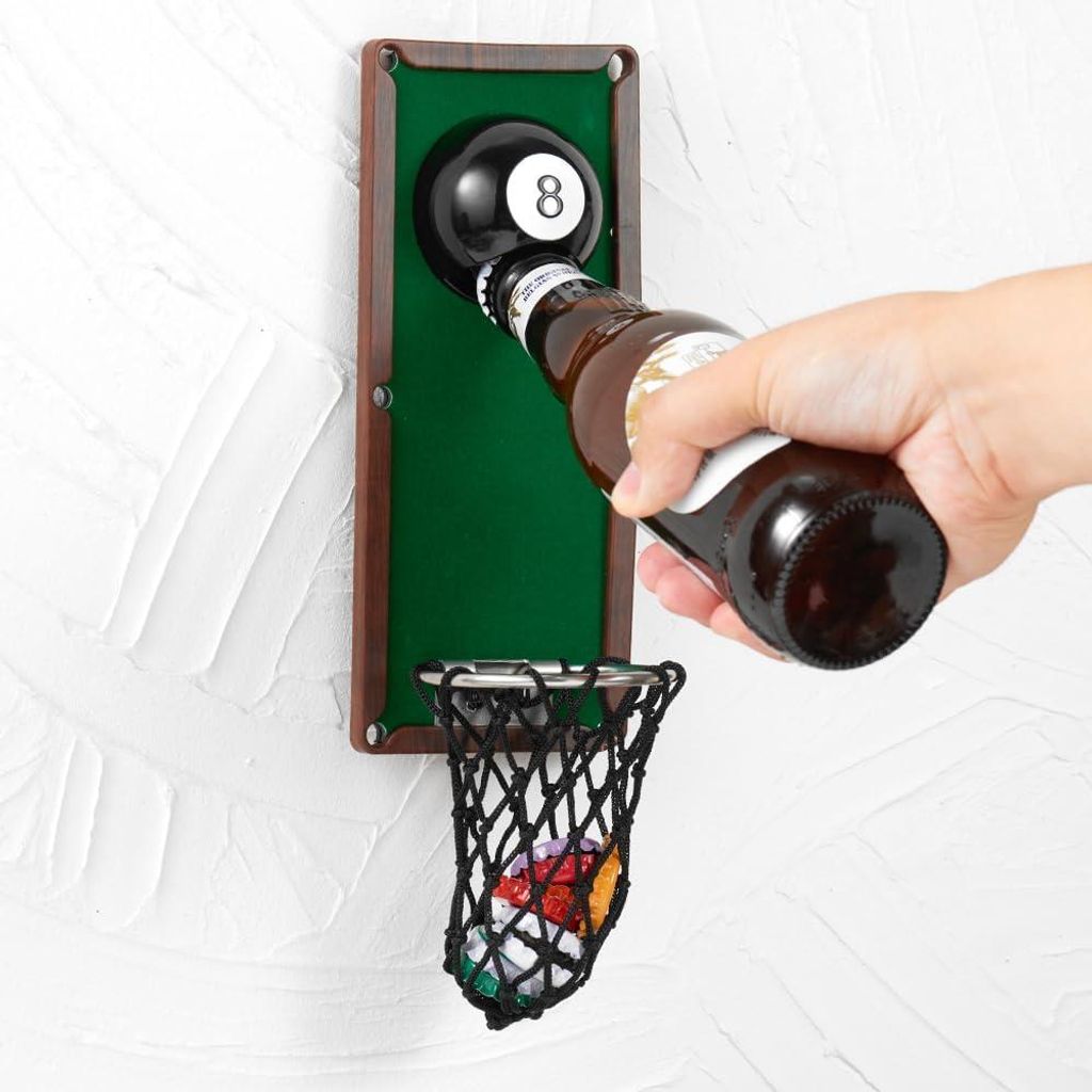 Magnetischer Billardball-Flaschenöffner - Wandflaschenöffner mit Korkensammler - Geschenk für Männer