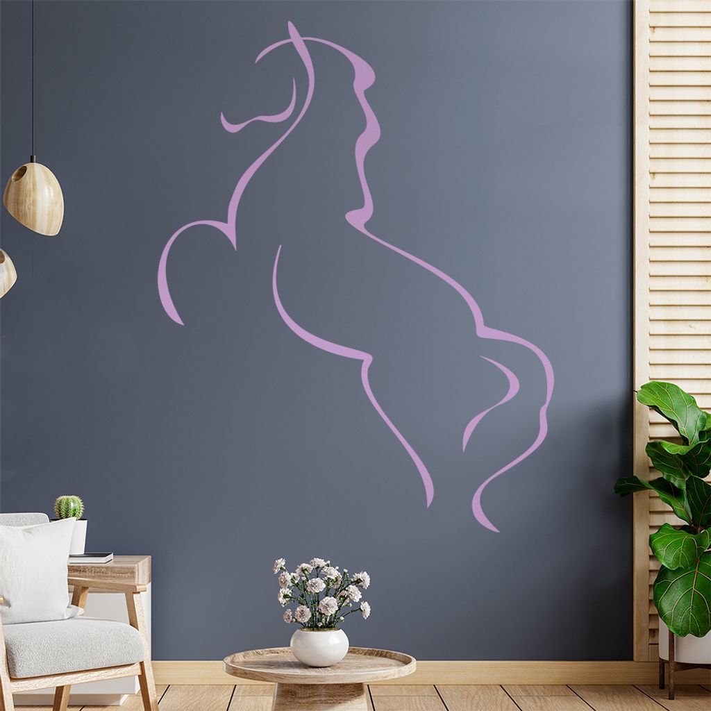 Pferd Linien Wandtattoo in 6 Größen - Wandaufkleber Wall Sticker - Dekoration, Küche, Wohnzimmer, Schlafzimmer, Badezimmer