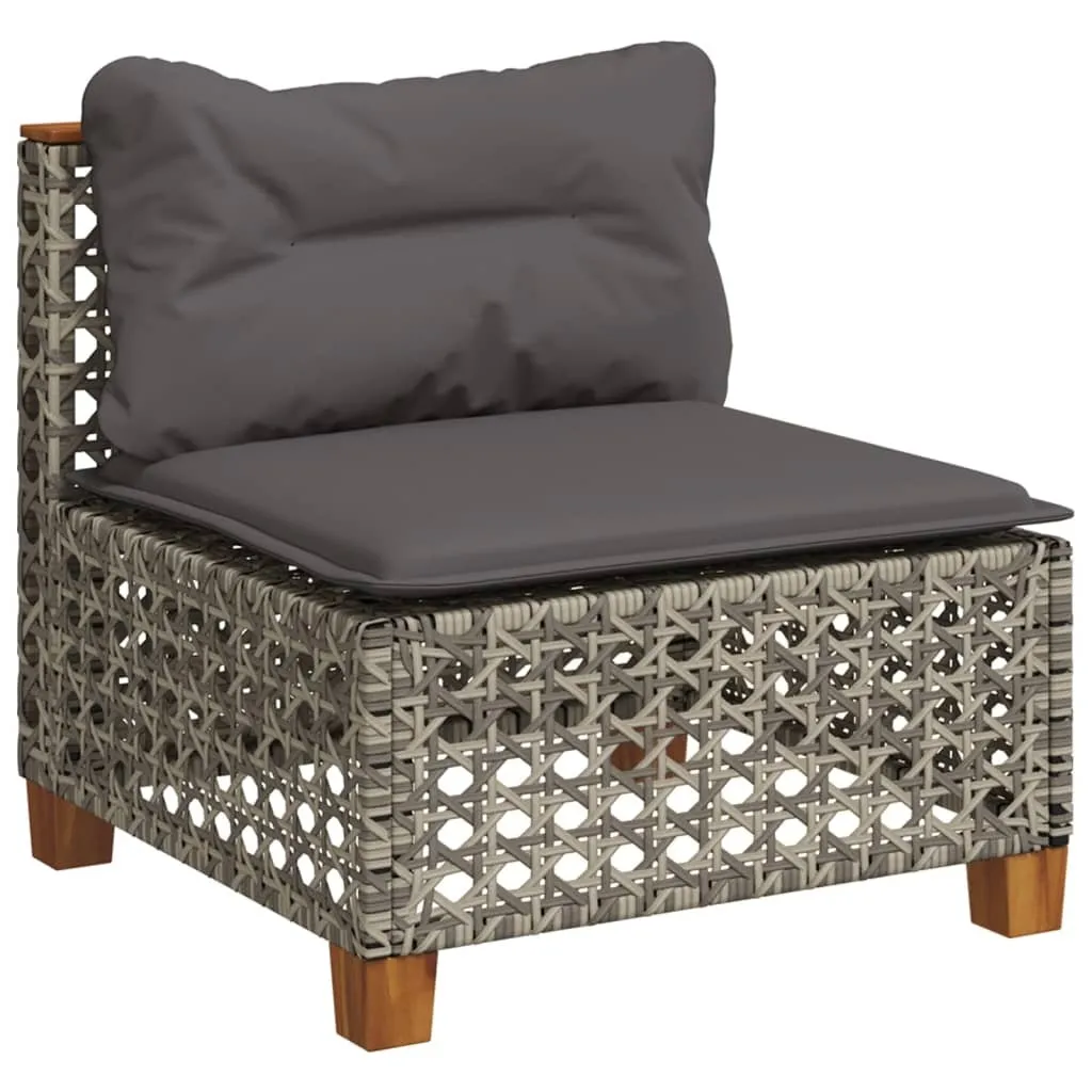 Divano Giardino Grigio Poly Rattan Resistente UV | Modulo Senza Braccioli