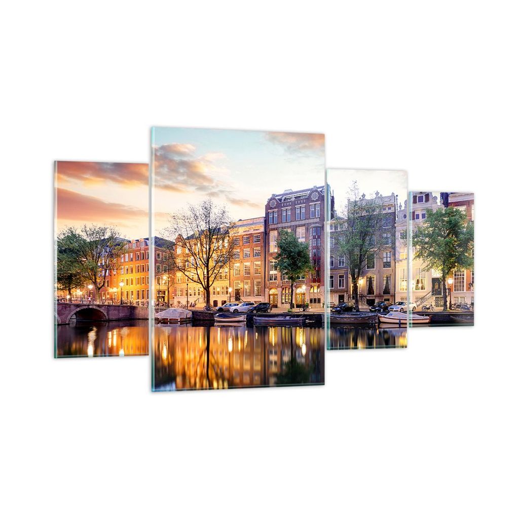 Bilder auf glas - Holland Kanal - 160x90cm - Glasbilder - Wandbilder - Bilder - Kunstdruck - zum Aufhängen bereit - Wanddekoration aus Glas - Glas...