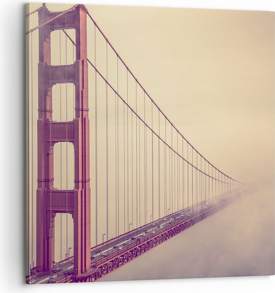 Bild auf Leinwand - Leinwandbild - Brücke Autobahn Infrastruktur - 60x60cm - Wand Bild - Wanddeko - Leinwanddruck - Bilder - Kunstdruck - Wanddeko...