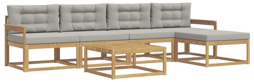 vidaXL Outdoor-Sofagarnitur 6 pcs Weiß und Hellgrau 79 x 79 x 37 cm