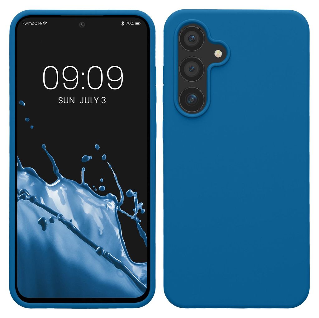 kwmobile Handyhülle für Samsung Galaxy S24 FE Hülle - Case Silikon - Kabelloses Laden - Schutzhülle Cover in Blue Reef