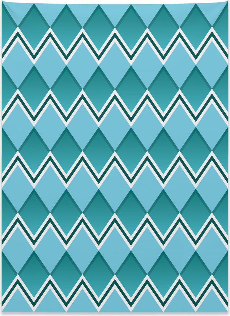 Abakuhaus Teal Wandteppich, Diamant-Chevron-Formen aus Weiches Mikrofaser Stoff Kein Verblassen Klare Farben Waschbar, 110 x 150 cm, Teal und Aqua