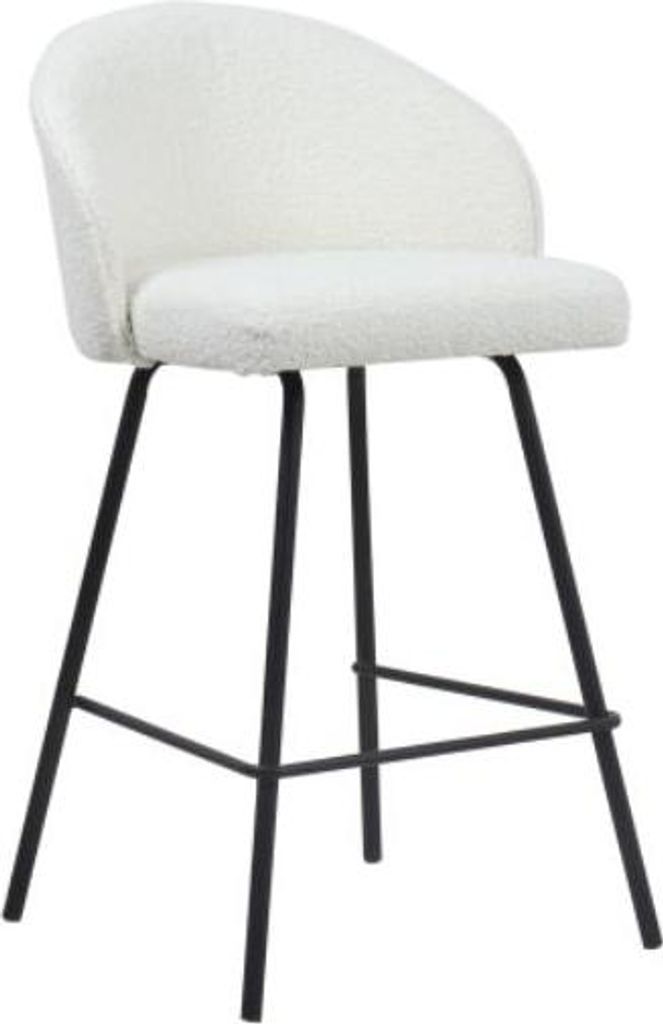 Barhocker June Bouclé Weiß | Metallbeine | H87 x B52 x T51 cm