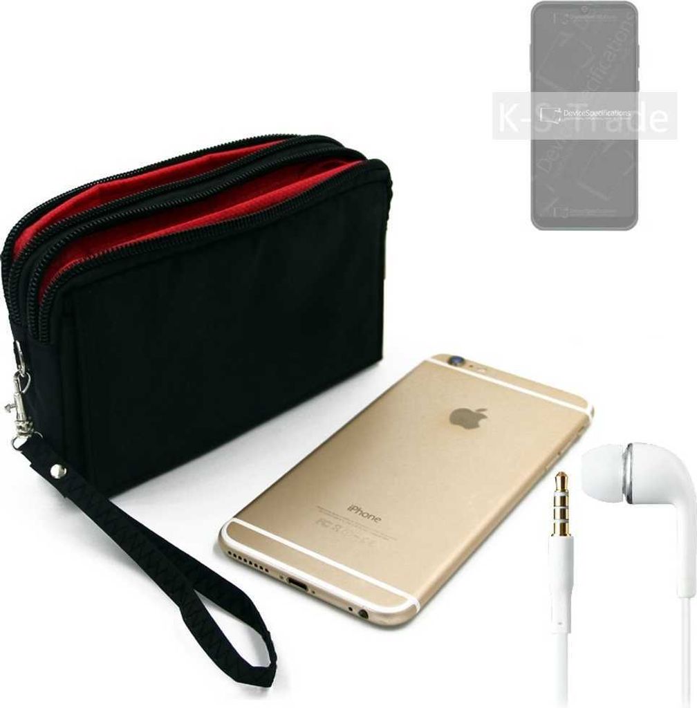 TOP SET kompatibel mit ZTE Blade A51 Lite Handy Hülle Gürteltasche schwarz + Kopfhörer Travel Bag Travel-Case mit Diebstahlschutz praktische Schutz