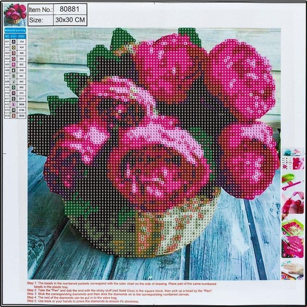 5D-Diamantmosaik – Blumenstrauß 30 x 30 cm