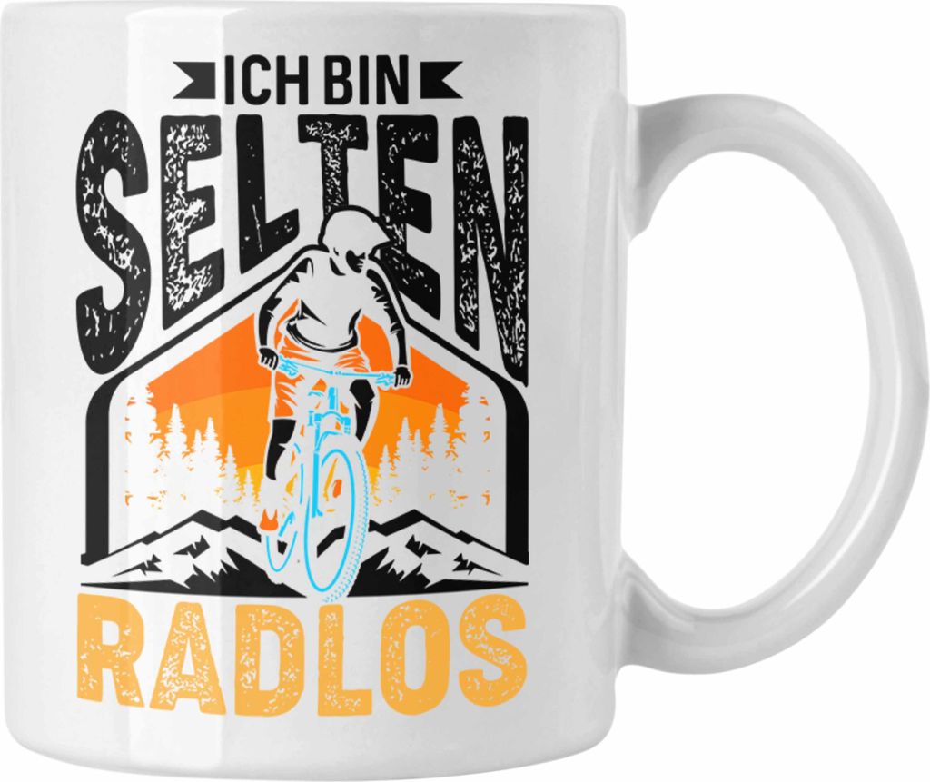Trendation - Ich Bin Selten Radlos Tasse Geschenk für Fahrradfahrer Radfahrer Rennradfahrer Biker Lustiger Spruch (Weiß)