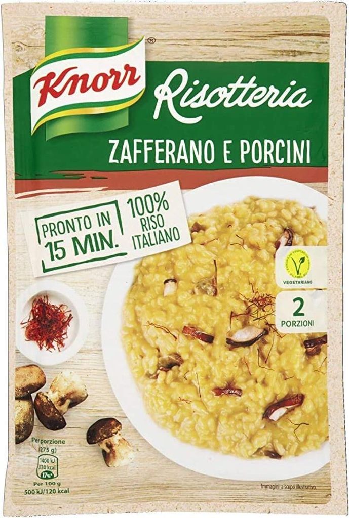 15x Knorr Risotto Zafferano e Porcini Reis mit Safran und Steinpilzen 175g 100% italienisch Fertiggerichte Reisgerichte