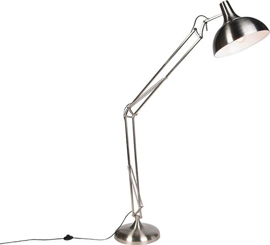 Qazqa Smart led Modern Stehleuchte, Stehlampe - Hobby Fl - Silber Farbe, Rund, inkl. 7W LED-Lampe, 2700K - 6500K, dimmbar, 180cm, Ideal als Schlafz...