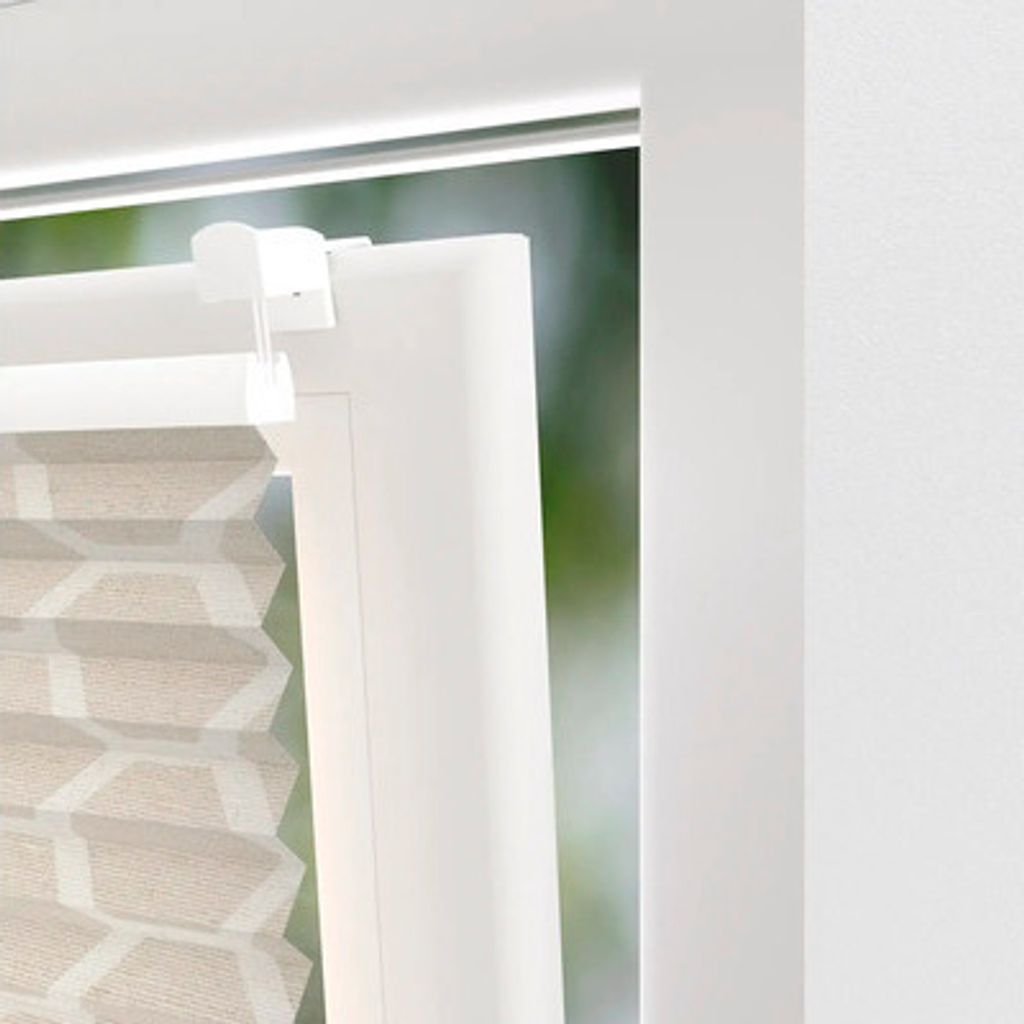 SOLUNA Faltenplissee mit Seitenverspannung ohne Bohren Design Motiv Honey 110x130 cm