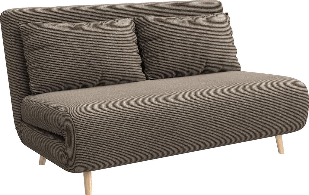Schlafsofa, Gästebett, 3-fach verstellbare Rückenlehne, Kordoptik, bis 120 kg, 141 x 90 x 81 cm, Dunkelbraun