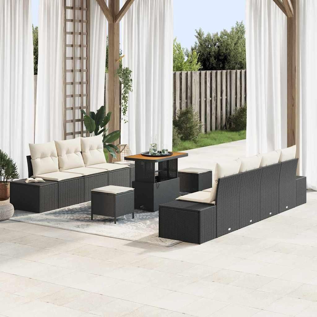 Möbel Garten-Sofa-Set 10 pcs Schwarz und Creme 90 x 55 x 71 cm - Gartensofas 3364700