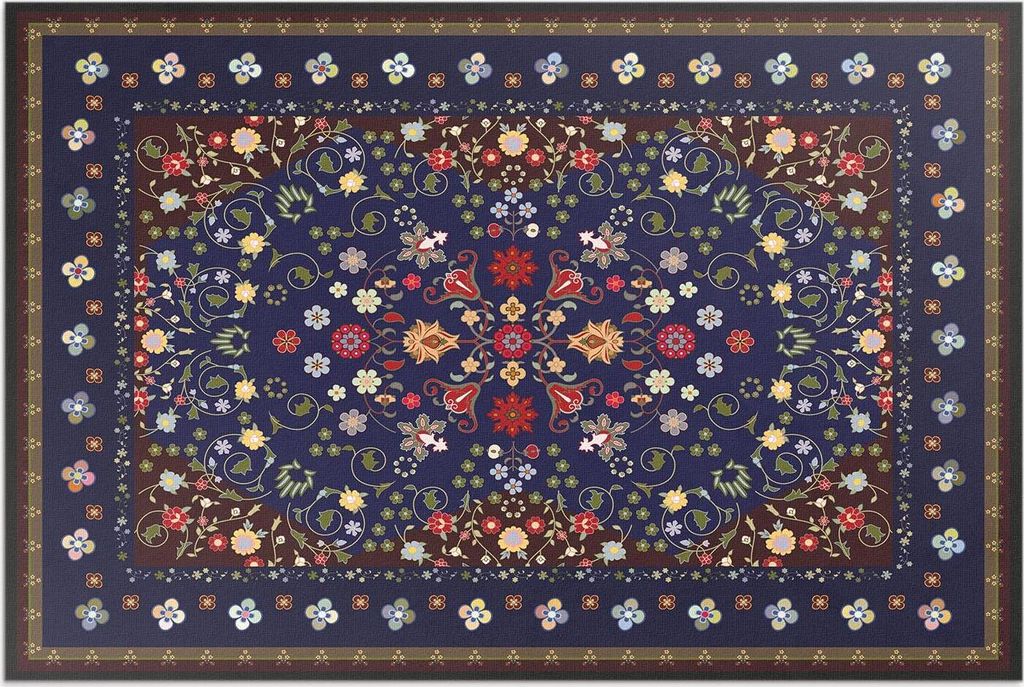 Schöne kleine Blumen, Vintage-Pflanzenmotiv – Vinylteppich – 150x225 cm – Outdoor Teppich – Terrasse – Wetterfest – Modern