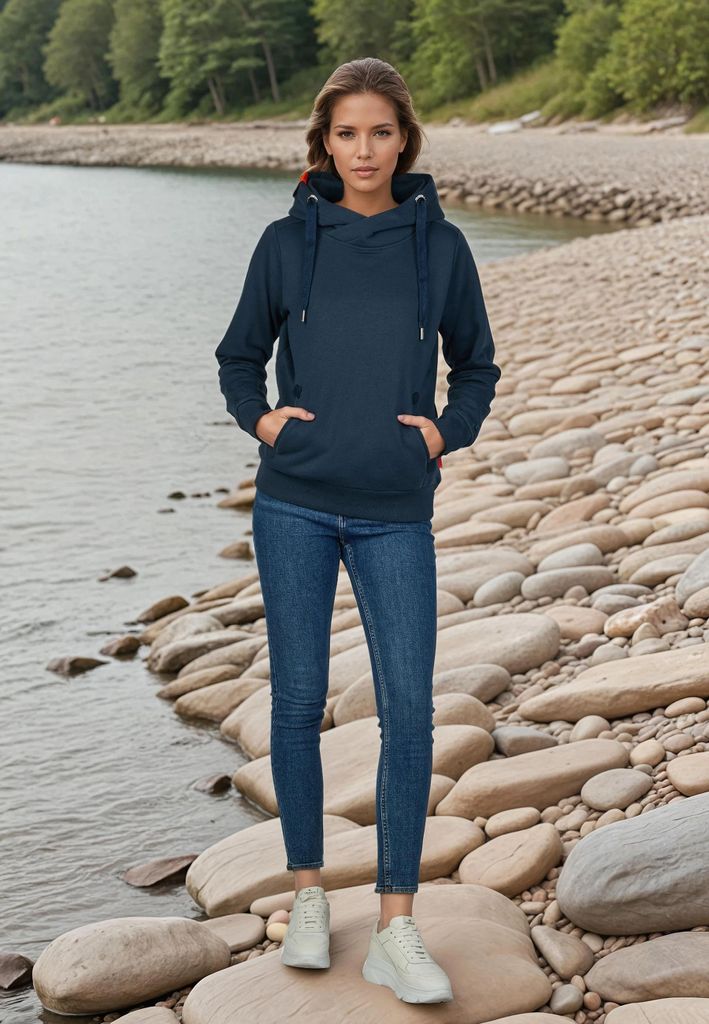salzhaut Damen Hoodie SÜNN S Kuscheliger Kapuzenpullover für Frauen aus weichem Baumwoll-Mix – Maritimer Pullover mit dicken Kordeln – Design...