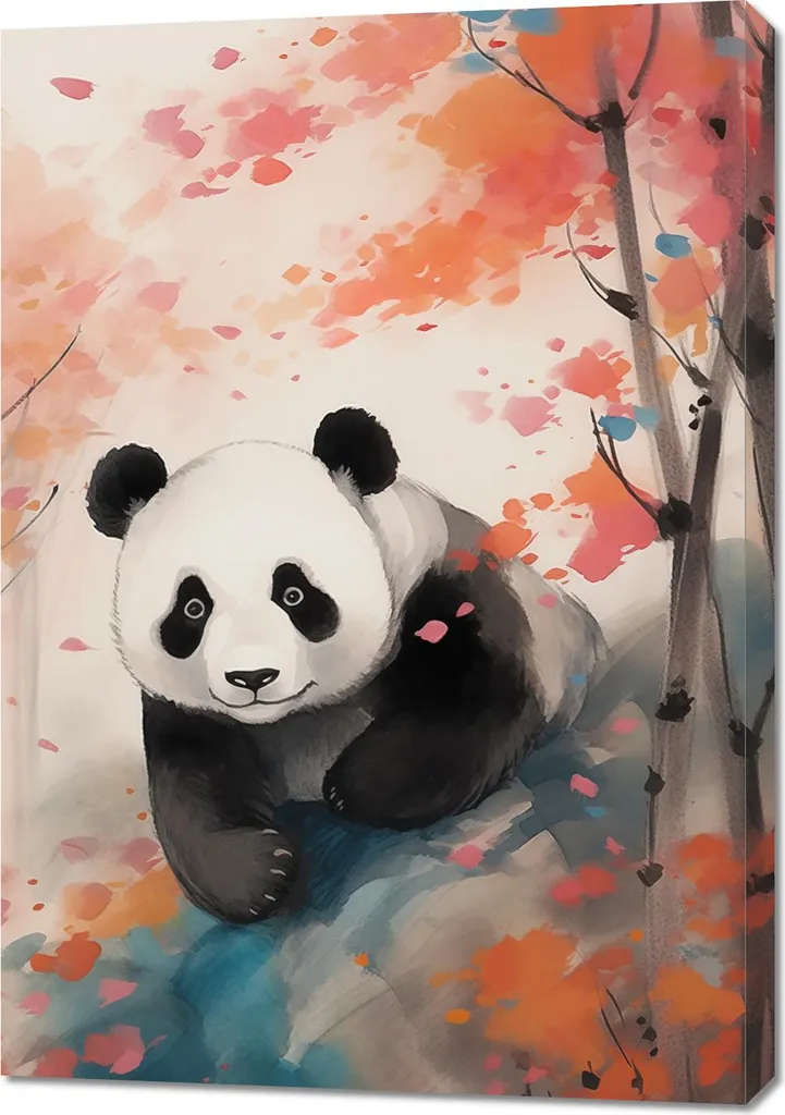 Offerta Quadro Panda tra gli Aceri 70x100 - Tela Decorativa Zen
