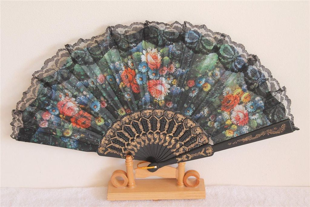 020-10 Fächer-spanisch-schwarz-Blume-bunt pvc Produktbild 