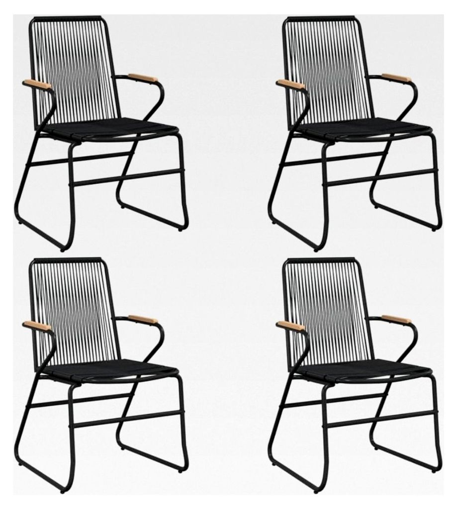 Gartenstühle 4 Stück Schwarz 58x59x85,5 cm PVC Rattan, Gartenmöbel, Terrassenstühle, Balkon Sessel