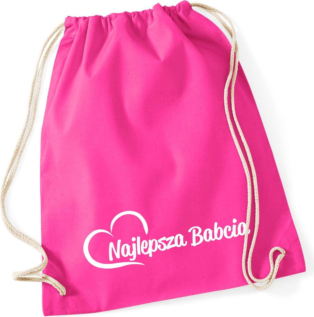 Huuraa Turnbeutel Najlepsza Babcia Serce 12 Liter Fuchsia Baumwolle Rucksack Geschenkidee