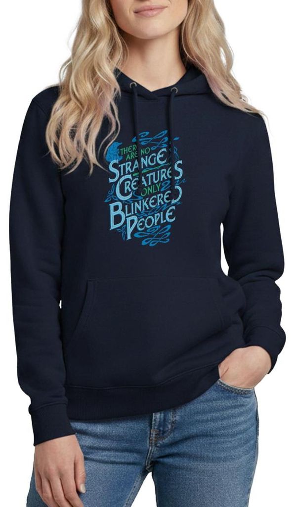 Spreadshirt Phantastische Tierwesen No Strange Creatures Zitat Damen Hoodie, XL, Navy