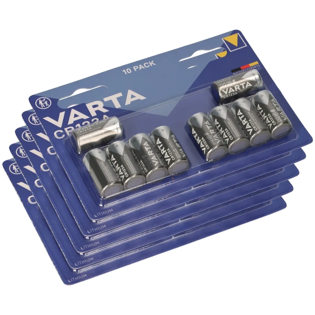 50 Piles Varta Lithium CR123A 3V haute performance en pack blister