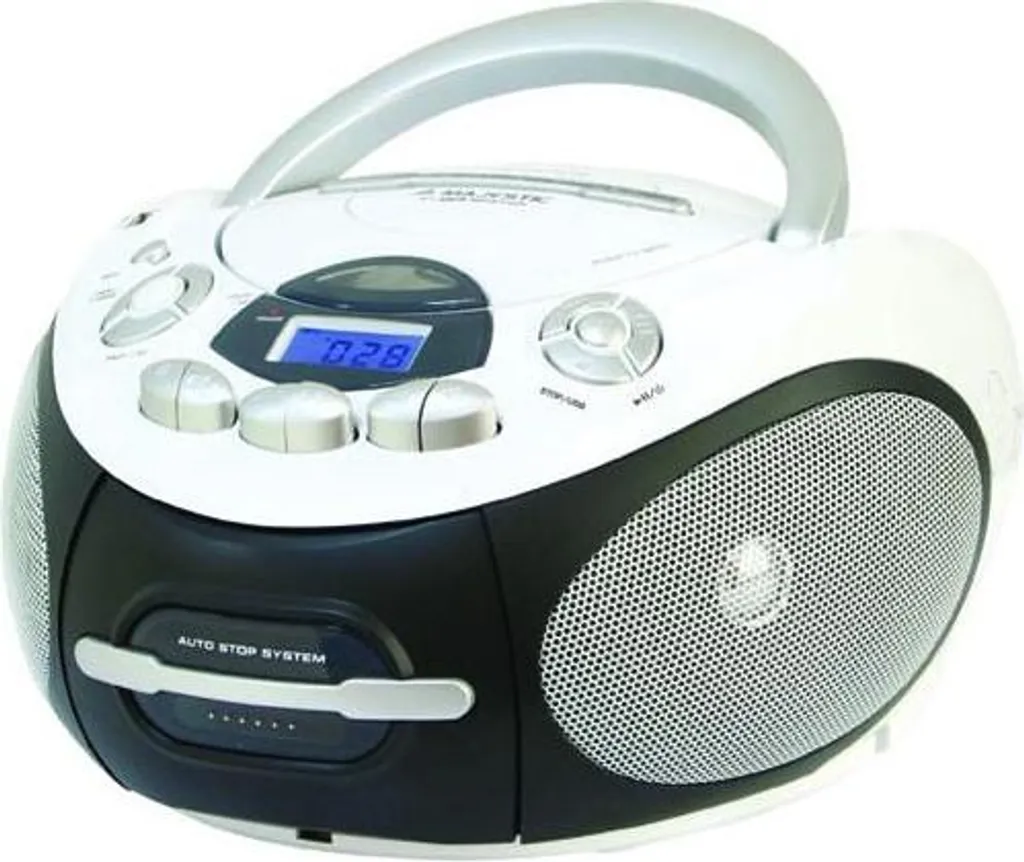 New Majestic AH-2387R Lecteur CD USB MP3 Noir et Blanc compact