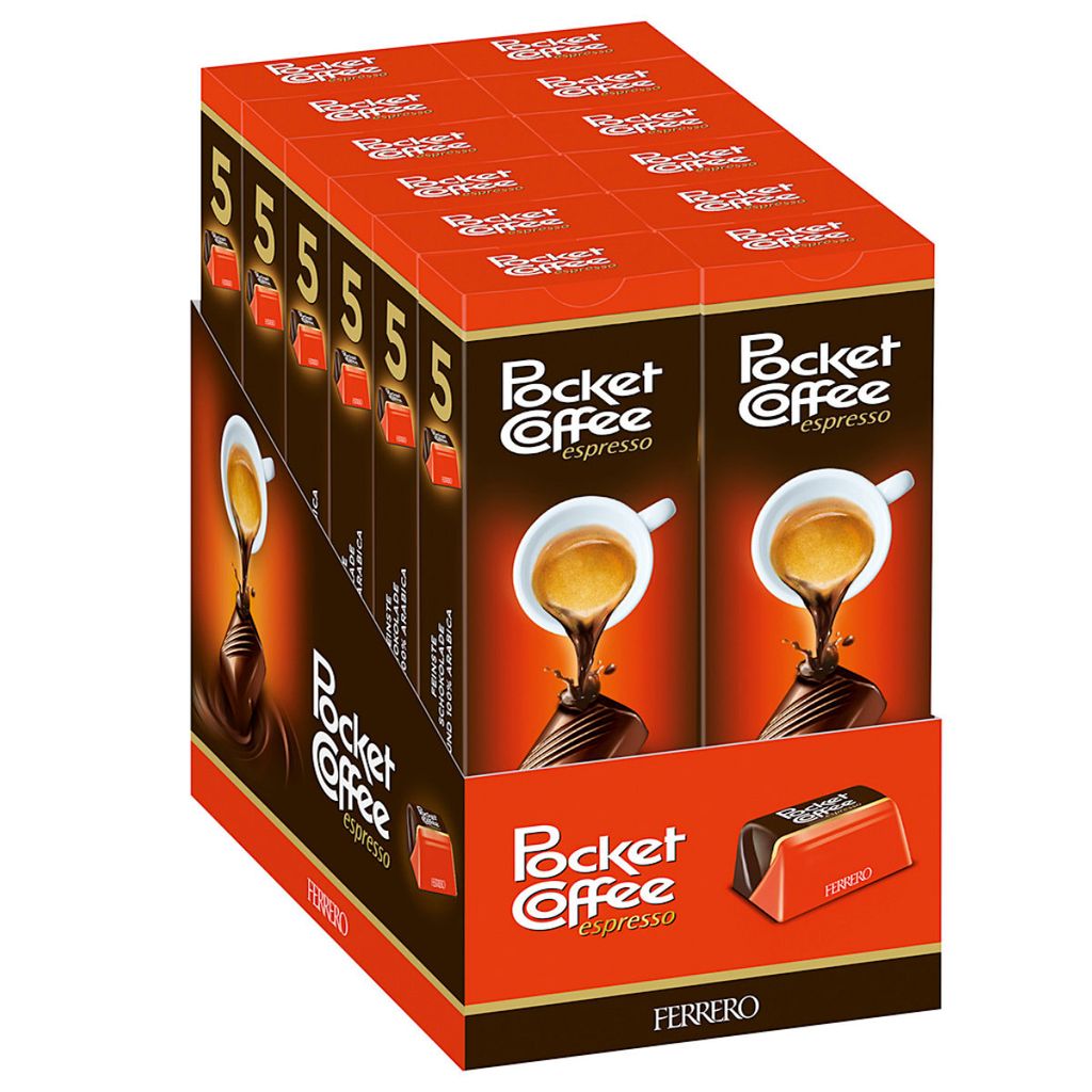 Pocket Coffee aus Vollmilch und Halbbitterschokolade 62g 12er Pack